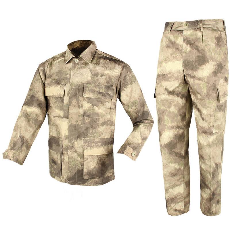 Gridding Polyester Cotton Fabric Bdu Set Suits Military Training Cloth Hk34-0056